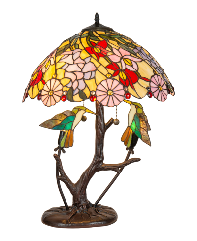 Dale Tiffany Perched Hummingbirds Table Lamp In Multi