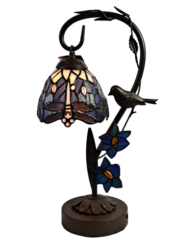 Dale Tiffany Bird On Vine Dragonfly Table Lamp In Blue
