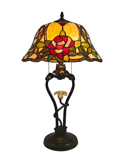Dale Tiffany Floral Petal Table Lamp With Led Night Light In Multi