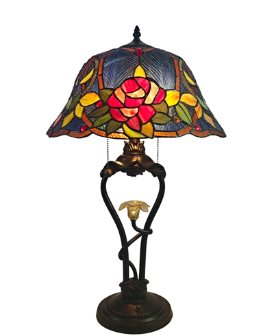 Dale Tiffany Floral Petal Table Lamp With Led Night Light In Multi