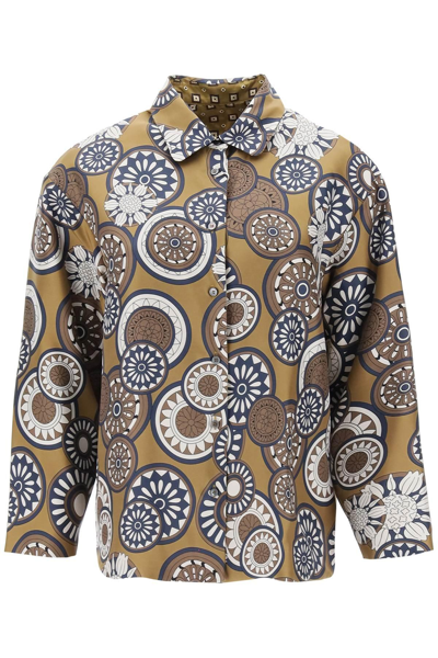 's Max Mara 'timeshirt' Reversible Shirt In Printed Silk In Khaki