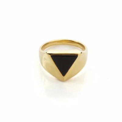 Rachel Entwistle Pythagorus Onyx Ring In Gold