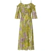 HAYLEY MENZIES HAYLEY MENZIES TROPICAL HIBISCUS OFF THE SHOULDER JACQUARD GATHERED DRESS