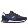 Hugo Boss Running-style Trainers In Mixed Materials With Raised Logo In Blue