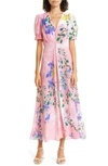 SALONI LEA PRINT SILK MAXI DRESS