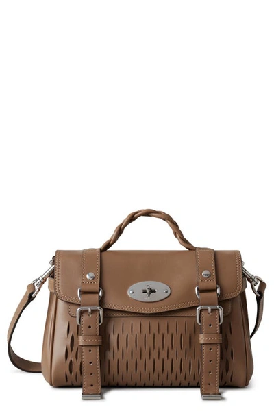 Mulberry Mini Alexa Leather Satchel In Teak-white