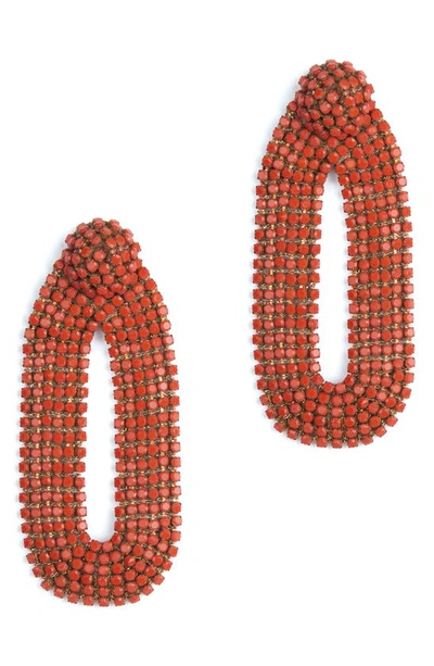 Deepa Gurnani Shyna Crystal Drop Earrings In Coral