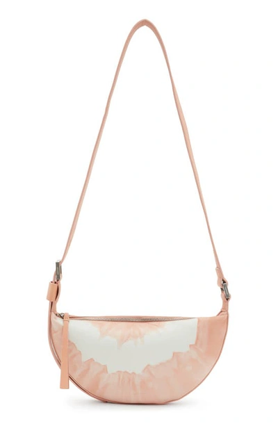 Allsaints Half Moon Leather Crossbody Bag In Light Pink