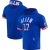 PRO STANDARD PRO STANDARD JOSH ALLEN ROYAL BUFFALO BILLS PLAYER NAME & NUMBER HOODIE T-SHIRT