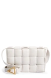 Bottega Veneta Small Padded Cassette Intrecciato Leather Crossbody Bag In Chalk/ Gold