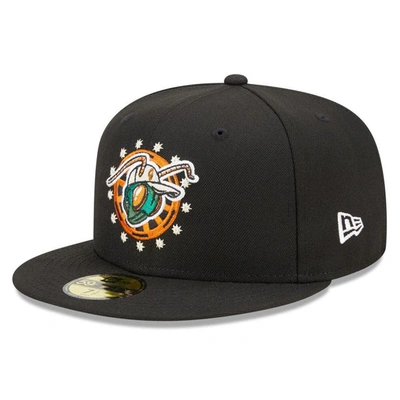 New Era Black Greensboro Grasshoppers Marvel X Minor League 59fifty Fitted Hat