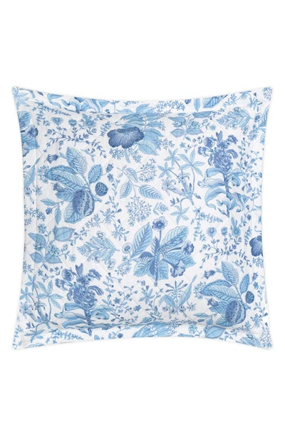 Matouk Pomegranate Quilted Linen Pillow Sham In Porcelain Blue