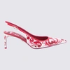 DOLCE & GABBANA DOLCE & GABBANA WHITE AND DARK RED LEATHER MAJOLICA PUMPS