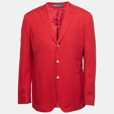 Pre-owned Polo Ralph Lauren Red Cotton Single Breasted Blazer Xxs