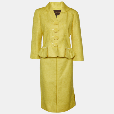 Pre-owned Louis Vuitton Yellow Tweed Blazer & Skirt Set M