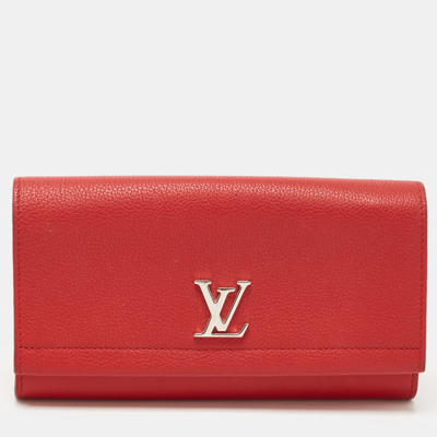 Pre-owned Louis Vuitton Red Leather Lockme Ii Wallet