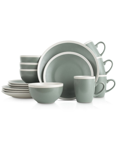Stone Lain Serenity 16pc Stoneware Dinnerware Set In Green And Cream