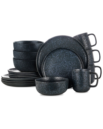 Stone Lain Tom 16 Pc. Dinnerware Set, Service For 4 In Gray And Blue Speckles