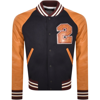 Dsquared2 Logo Wool Blend Varsity Jacket In Navy