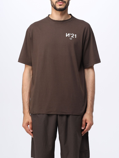 N°21 Logo-print Cotton T-shirt In Brown