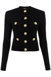 Balmain Black Cropped Cardigan In Black