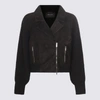 Fabiana Filippi Black Suede Jacket With Knitted Sleeves In Black