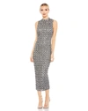 Mac Duggal Embellished High Neck Sleeveless Column Gown In Charcoal