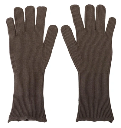 Dolce & Gabbana Gray Cashmere Knitted Hands Mitten S Gloves In Grey