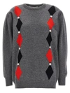 Alessandra Rich Intarsia-patterned Wool Jumper In Gray