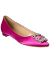 Manolo Blahnik .satin Hangisiflat Ballerina Shoes In Purple