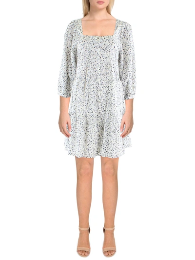 Rails Womens Floral Print Above Knee Shift Dress In Silver