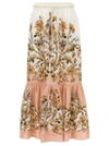Zimmermann Chintz Belted Tiered Floral-print Linen Midi Skirt
