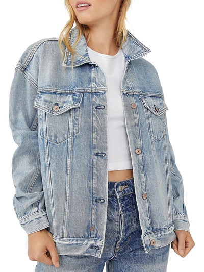 We The Free Jolene Womens Distressed Trucker Denim Jacket In Multi