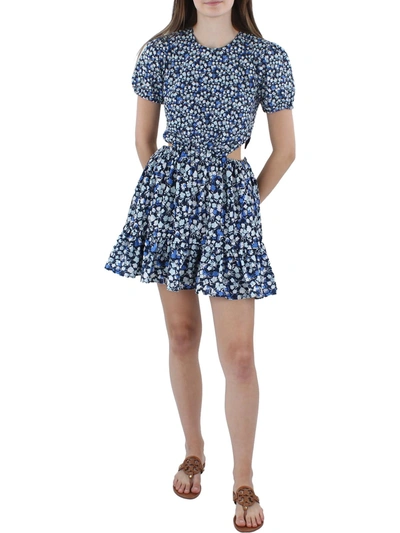 French Connection Bethany Verona Cutout Mini Dress In Blue