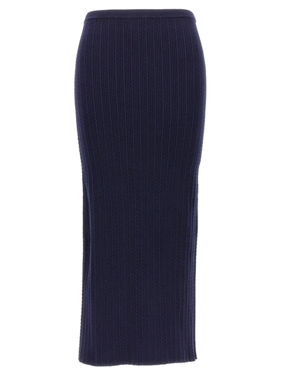 Alessandra Rich Knit Midi Skirt In Blue