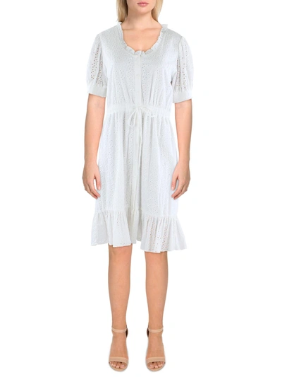 Nanette Lepore Womens Cotton Above Knee Shirtdress In White