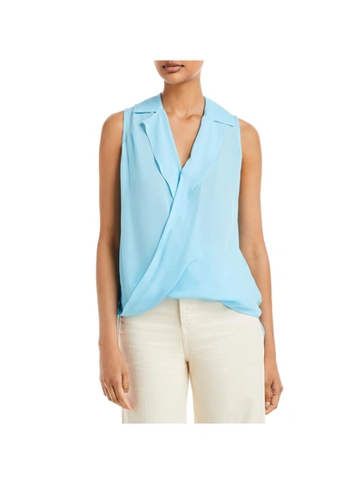 L Agence Womens High-low Illusion Blouse In Blue