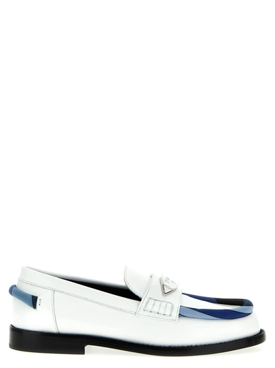 Emilio Pucci Logo Leather Loafers In Bianco