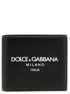 Dolce & Gabbana Black Wallet With Contrsting Print In Smooth Leather Man