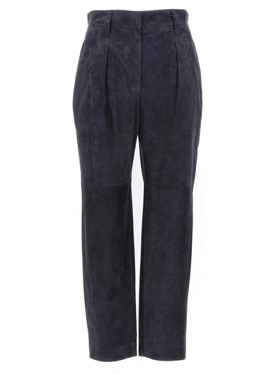 Brunello Cucinelli Suede Pants Blue