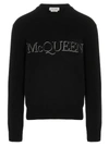 ALEXANDER MCQUEEN SWEATER WITH EMBROIDERED LOGO SWEATER, CARDIGANS BLACK