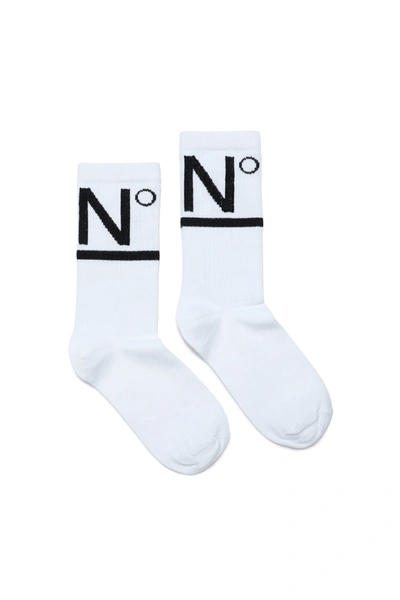 N°21 Kids' Cotton Blend Socks With Logo In White