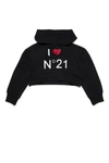 N°21 COTTON CROPPED HOODED SWEATSHIRT WITH LOGO
