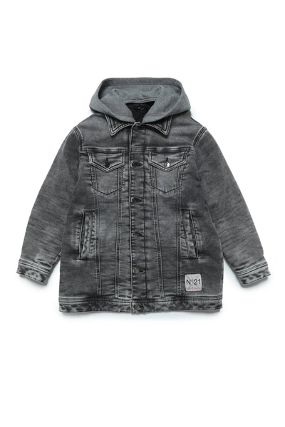 N°21 Kids' Joggjeans® Hooded Padded Jacket In Black