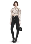 ALEXANDER WANG CROPPED BLOUSE WITH SLIT SHOULDERS AND BARBED WIRE PRINT,1W27120