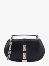 Versace Leather Handbag With Frontal Metal La Greca Detail In Black