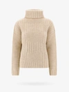 Bottega Veneta Beige Wool Sweater With Ribbed Motif In Beige