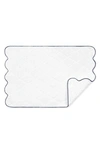 Matouk Cairo Scallop Trim Cotton Quilted Mat In Navy