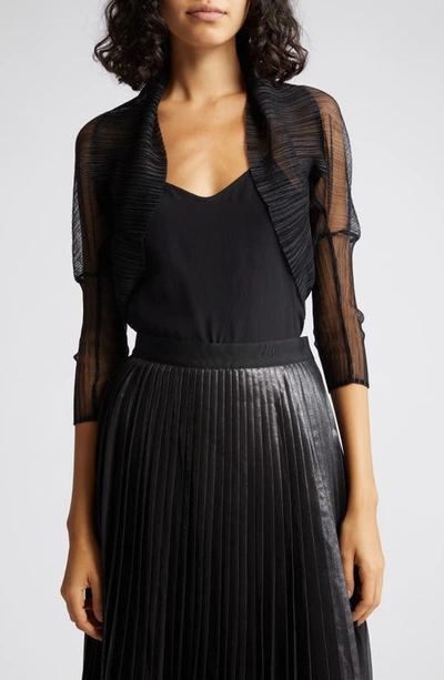 Fabiana Filippi Plissé Shawl Collar Knit Bolero In 825 Nero
