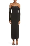 Alaïa Vienne Off-shoulder Maxi Dress In Noir Alaia